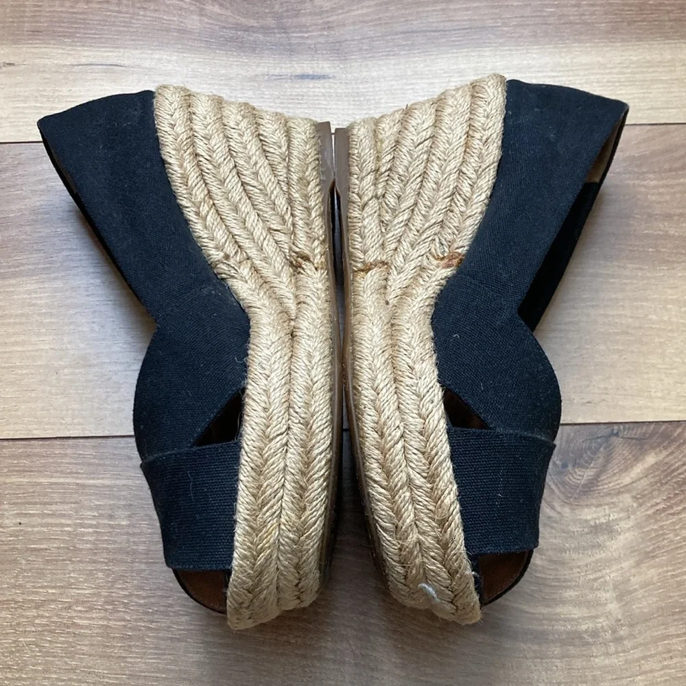 Tory Burch Black Filipa Wedge Espadrilles.